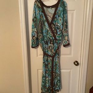 Teal and brown dress